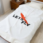 Let's Fly Plush Blanket — Soft Velveteen Throw with Soaring Bird Graphic