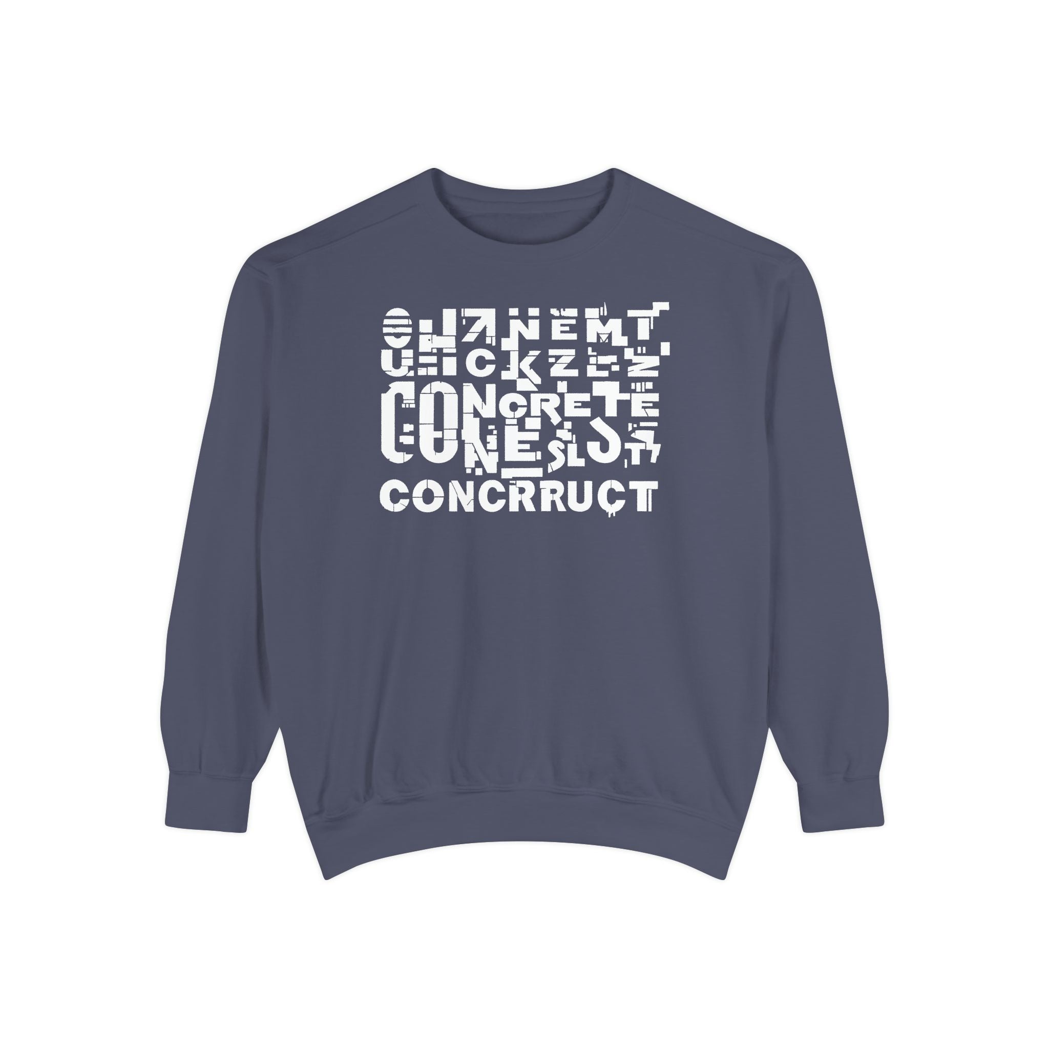 Concrete Script Sweatshirt Urban Typography Garment-Dyed Crewneck