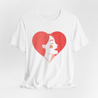 Heart Profile Tee - Minimal Romantic Woman Illustration T-Shirt