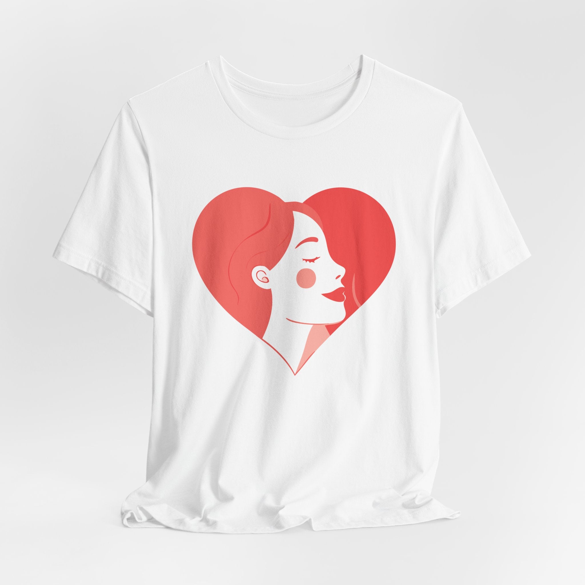Heart Profile Tee - Minimal Romantic Woman Illustration T-Shirt