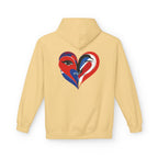 Patriotic Heart Face Hoodie Red White Blue Love Graphic