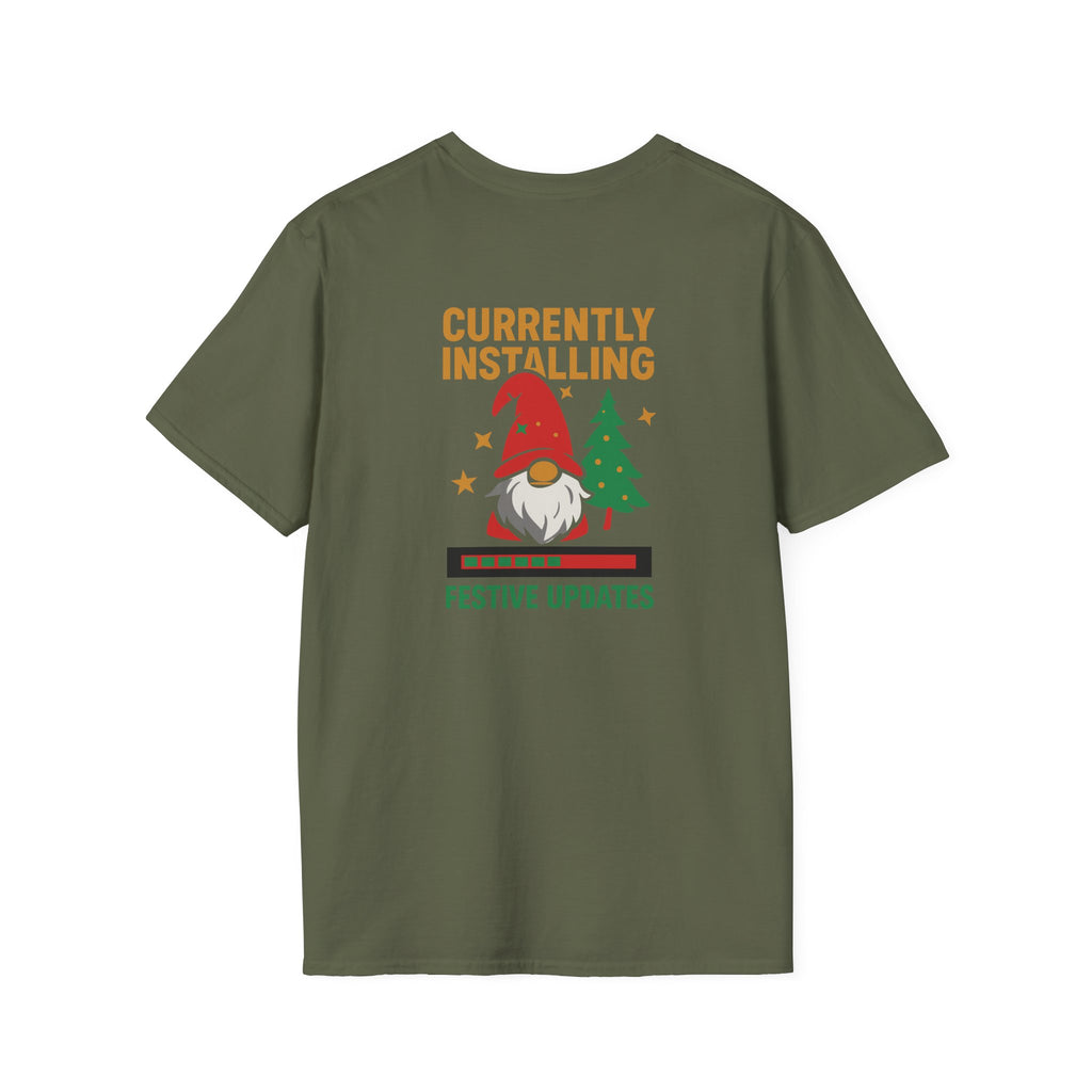 Currently Installing Festive Updates Christmas T-Shirt Holiday Gnome Tee