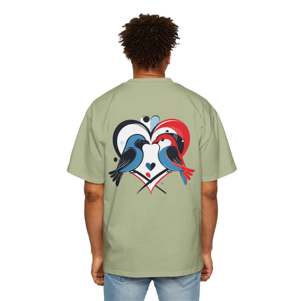 T-Shirt Patriotic Love and Romantic Birds Heart Graphic Tee