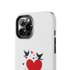 Tough Phone Case Red Dripping Heart with Doves Valentine's Protection
