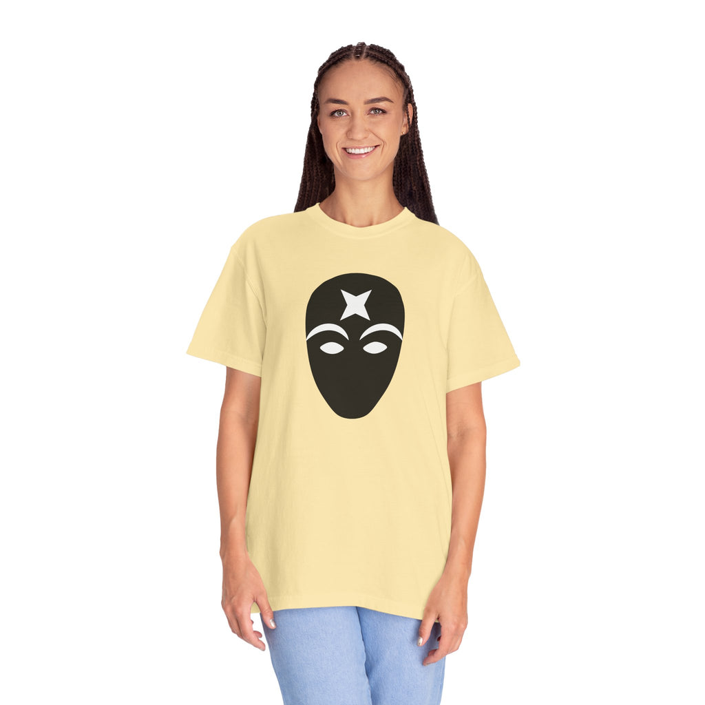 Masked Star Tee  Minimalist Black Mask Graphic T-Shirt