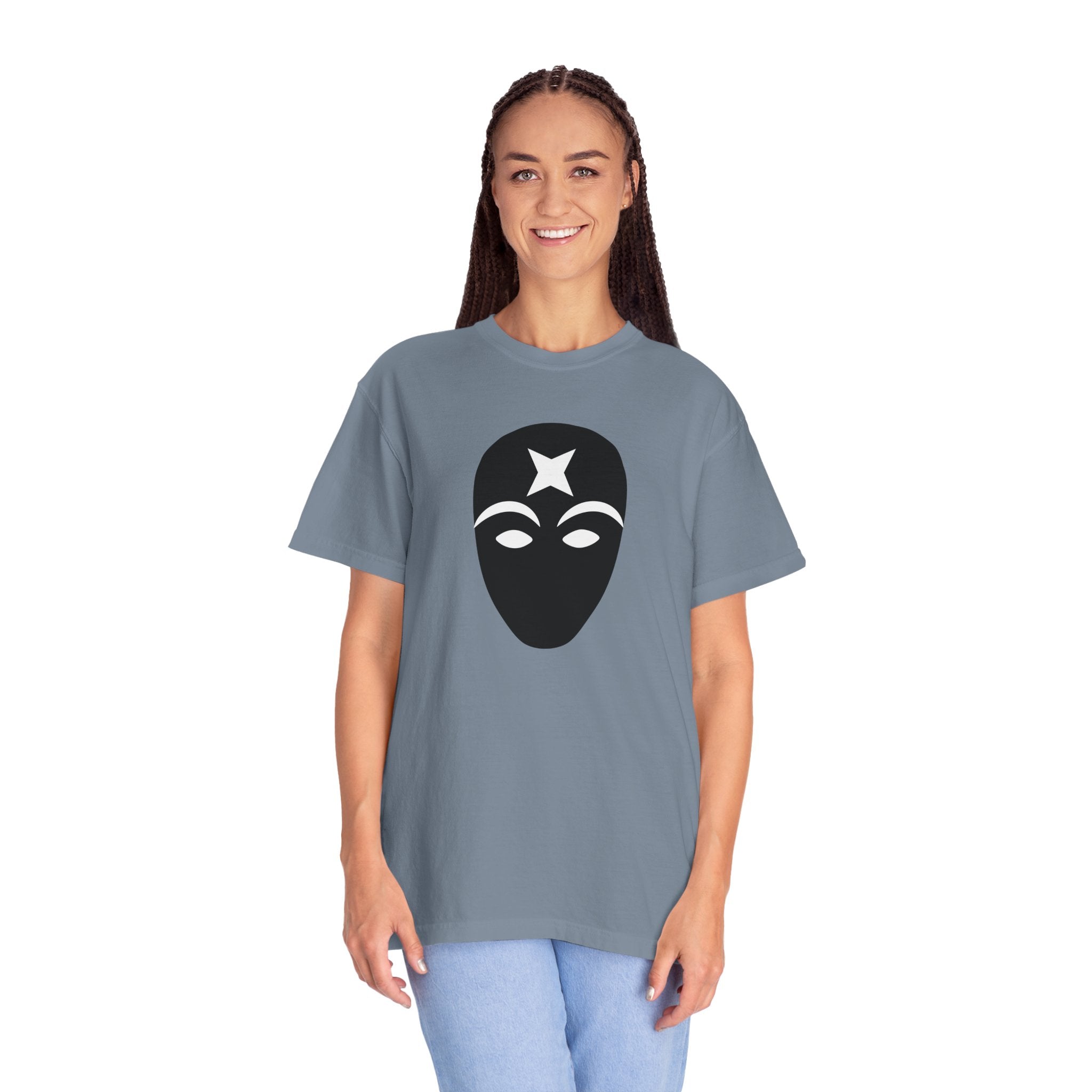 Masked Star Tee  Minimalist Black Mask Graphic T-Shirt