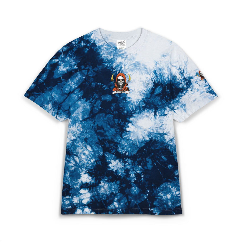 Tie-Dye T-Shirt Embroidered Skull Flame Patch Oversized Grunge Tee