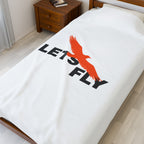 Let's Fly Plush Blanket — Soft Velveteen Throw with Soaring Bird Graphic