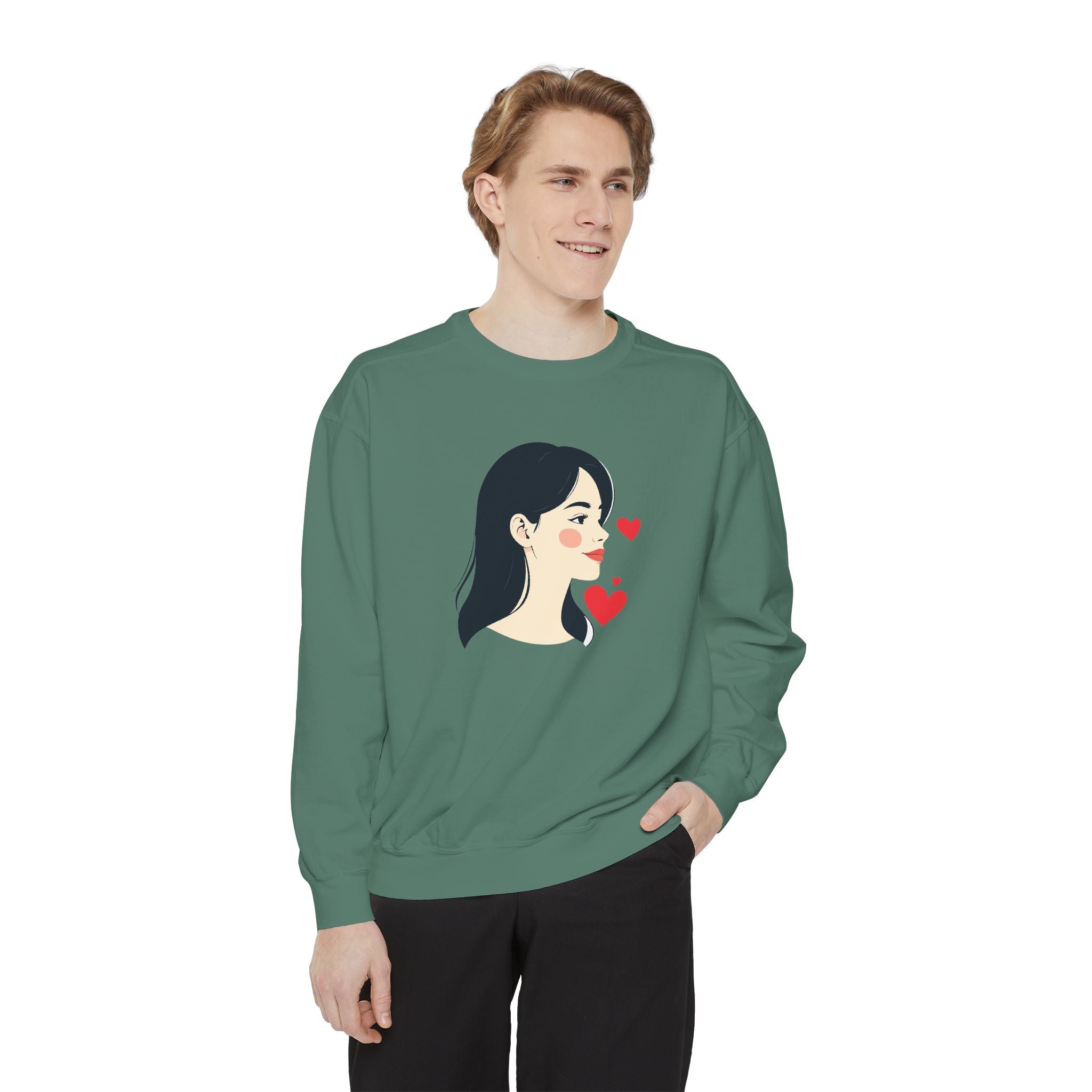 Heart Portrait Sweatshirt Artistic Dual-Face Love Graphic