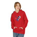 Patriotic Heart Face Hoodie Red White Blue Love Graphic