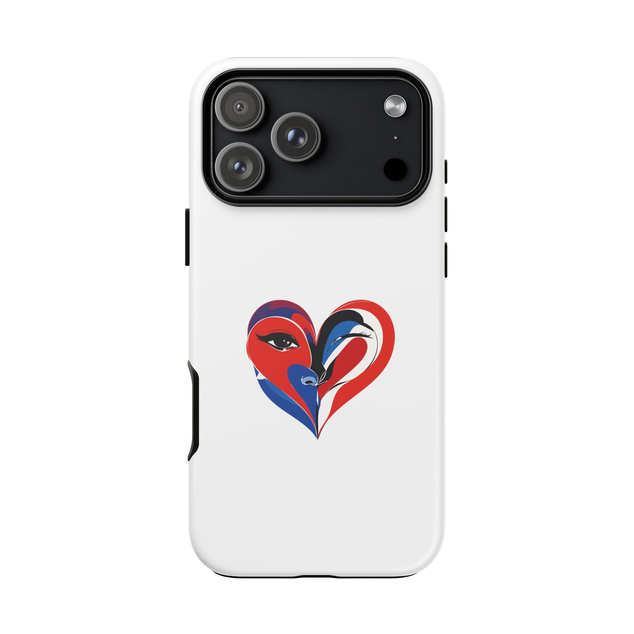 Heart Face Phone Case Red & Blue Abstract Love Design