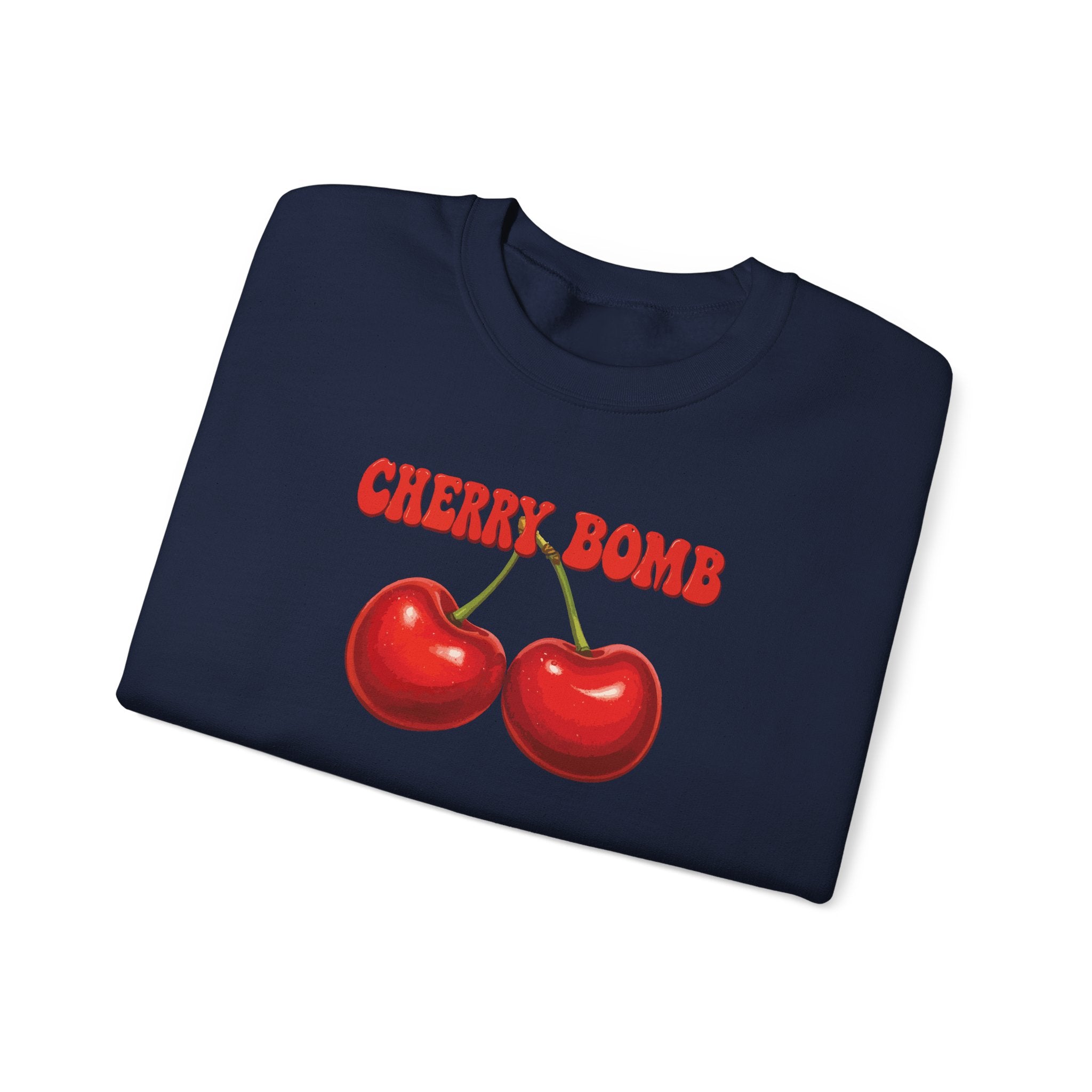 Crewneck Sweatshirt "Cherry Bomb" Retro Cherries Graphic