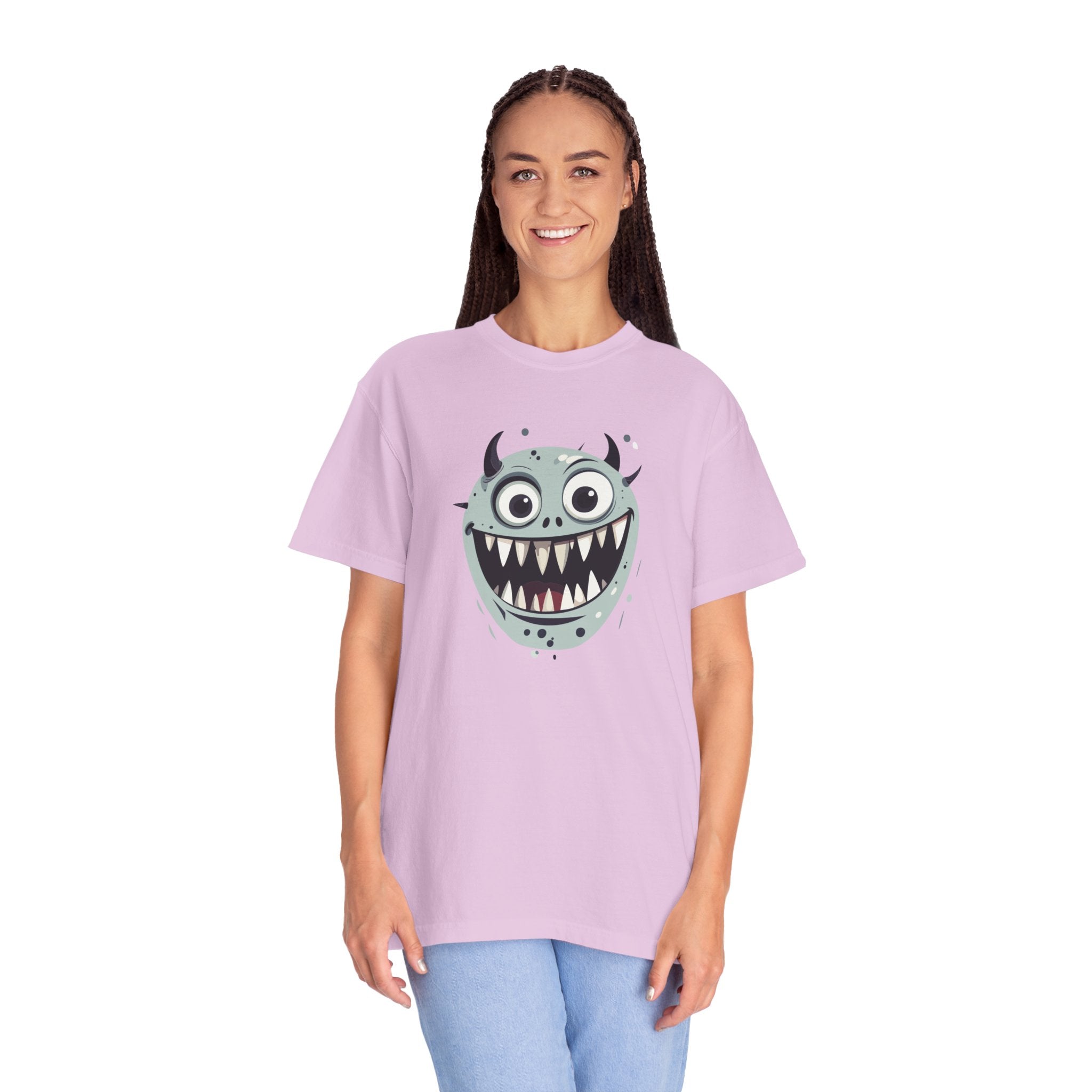 Monster Face T-Shirt Funny Creepy Grinning Monster Graphic Tee