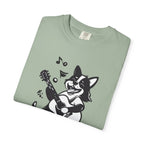 Corgi Playing Guitar T-Shirt  Cute Musical Dog Tee Rockstar Design