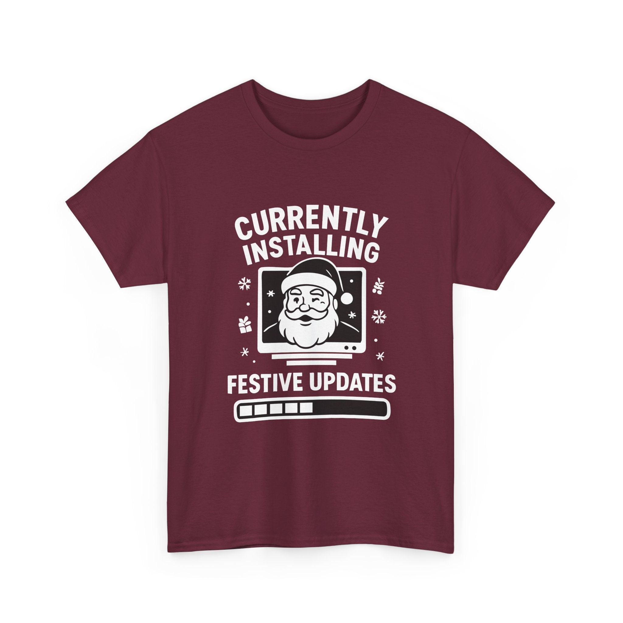 Currently Installing Festive Updates T-Shirt Funny Santa Christmas Holiday Tee