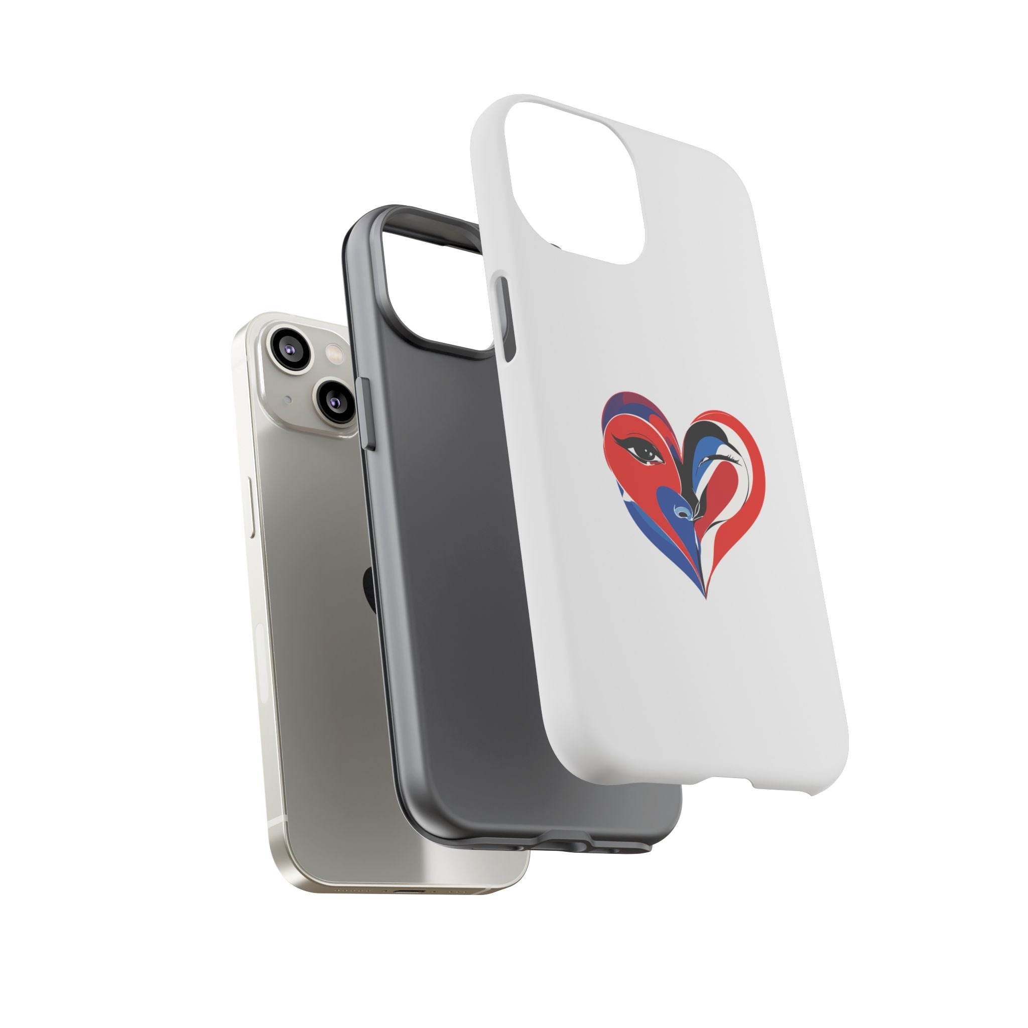 Heart Face Phone Case Red & Blue Abstract Love Design