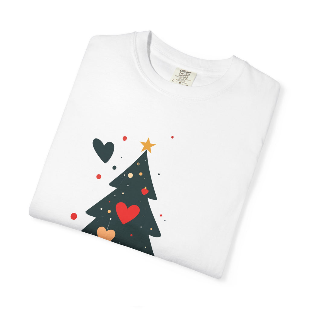 Christmas Tree Hearts T-Shirt — Cute Holiday Tree with Hearts Graphic