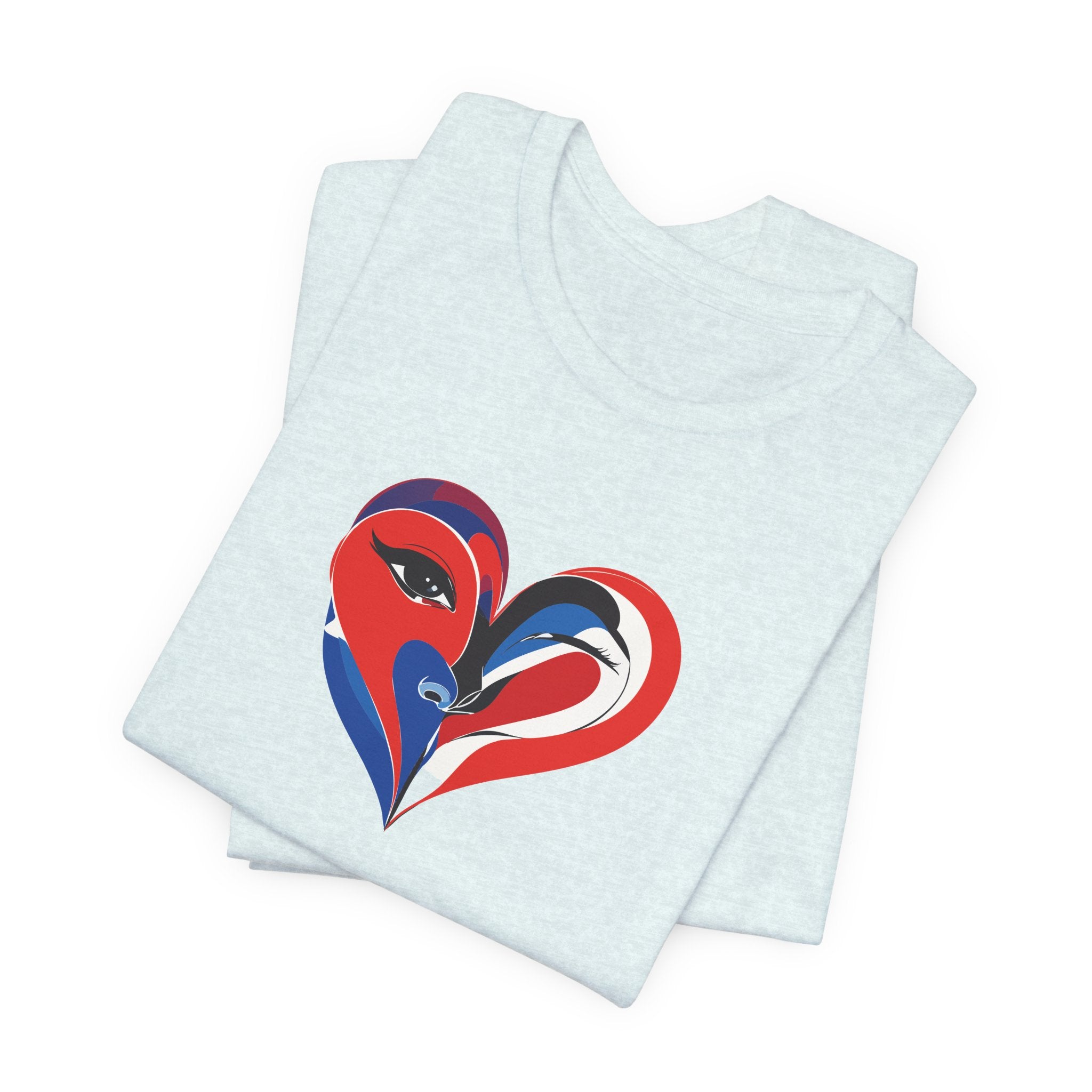 Heart Portrait Tee Romantic Face Heart Graphic T‑Shirt