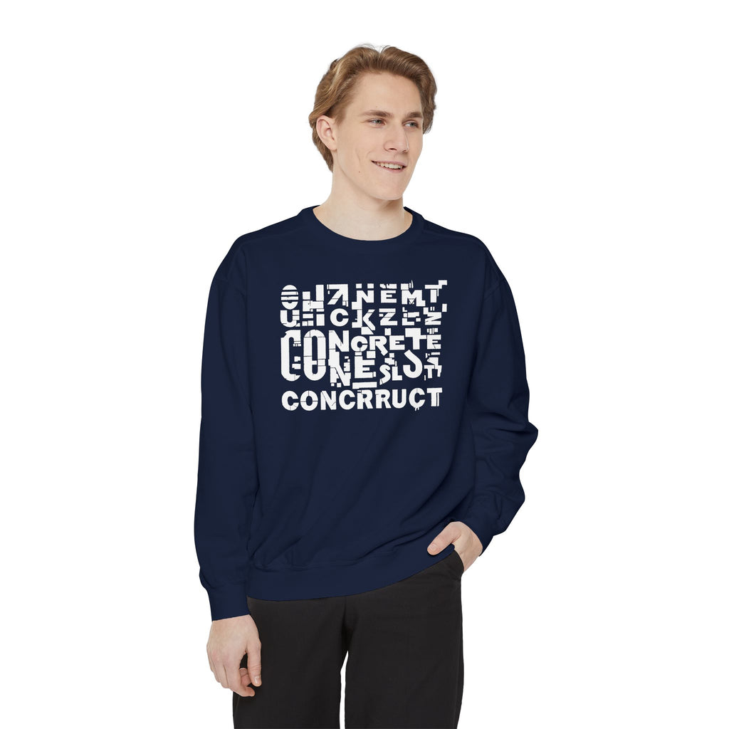 Concrete Script Sweatshirt Urban Typography Garment-Dyed Crewneck
