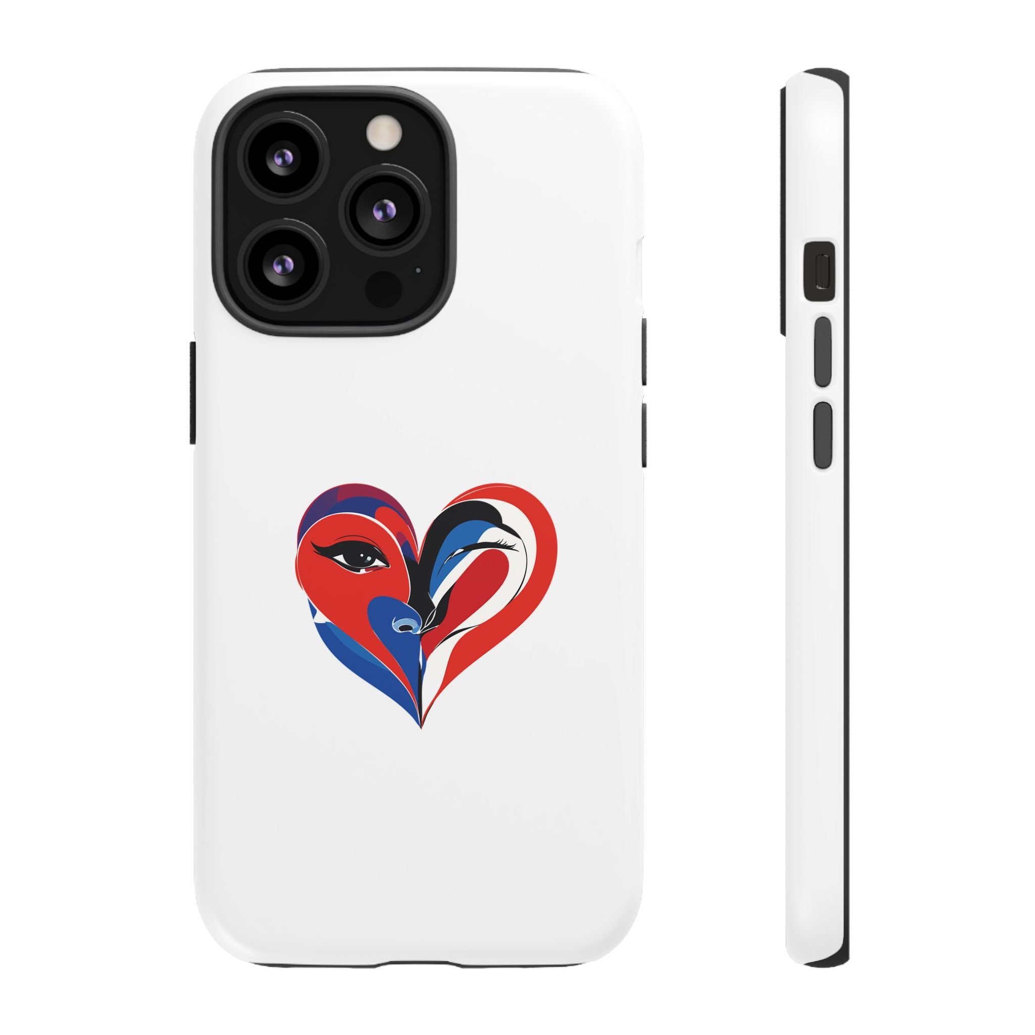 Heart Face Phone Case Red & Blue Abstract Love Design