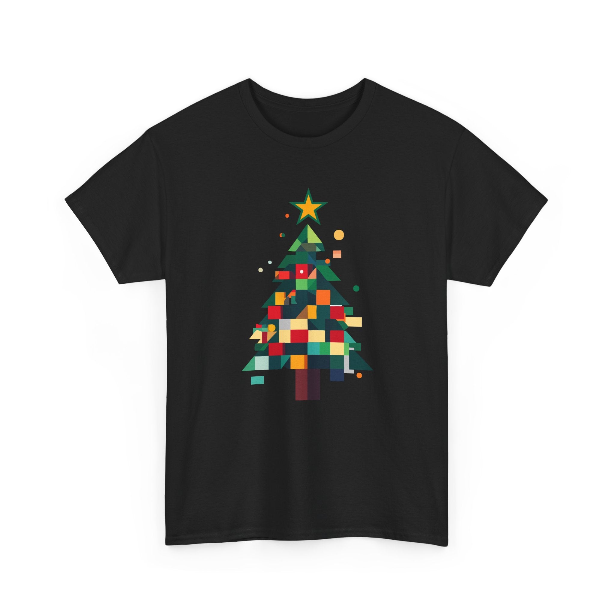 Christmas Tree Graphic Tee Modern Pixelated Holiday T-Shirt
