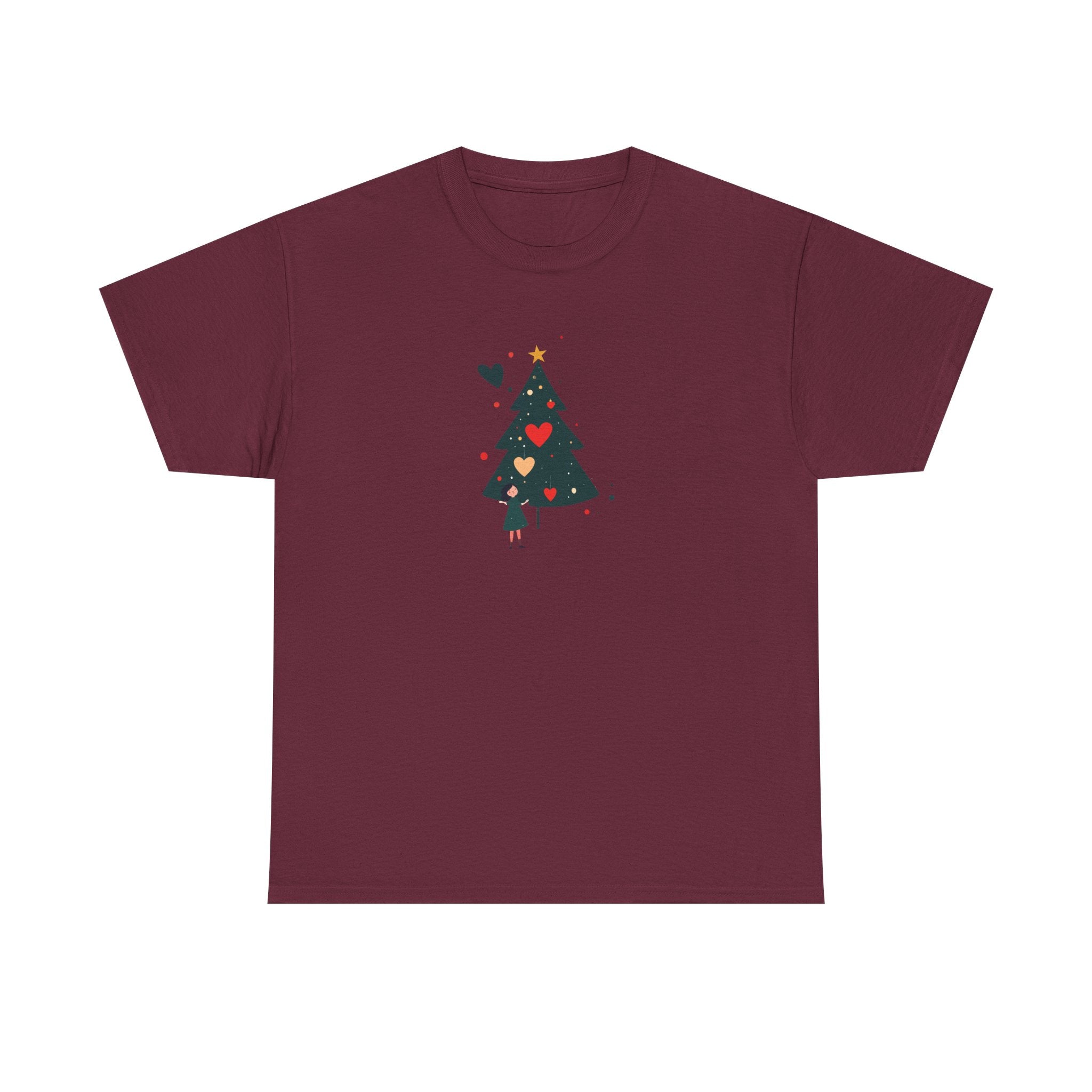 Christmas Tree Tee — Cute Heart Holiday T‑Shirt