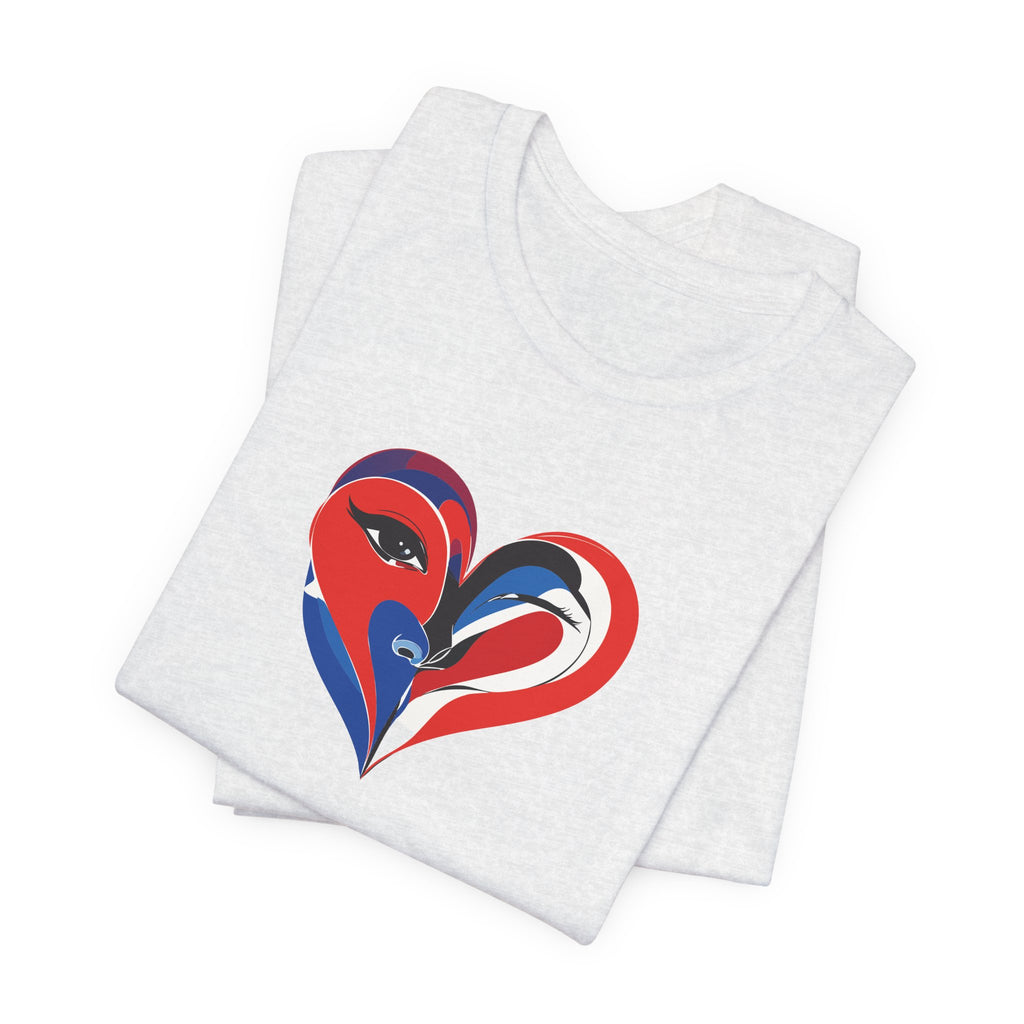 Heart Portrait Tee Romantic Face Heart Graphic T‑Shirt