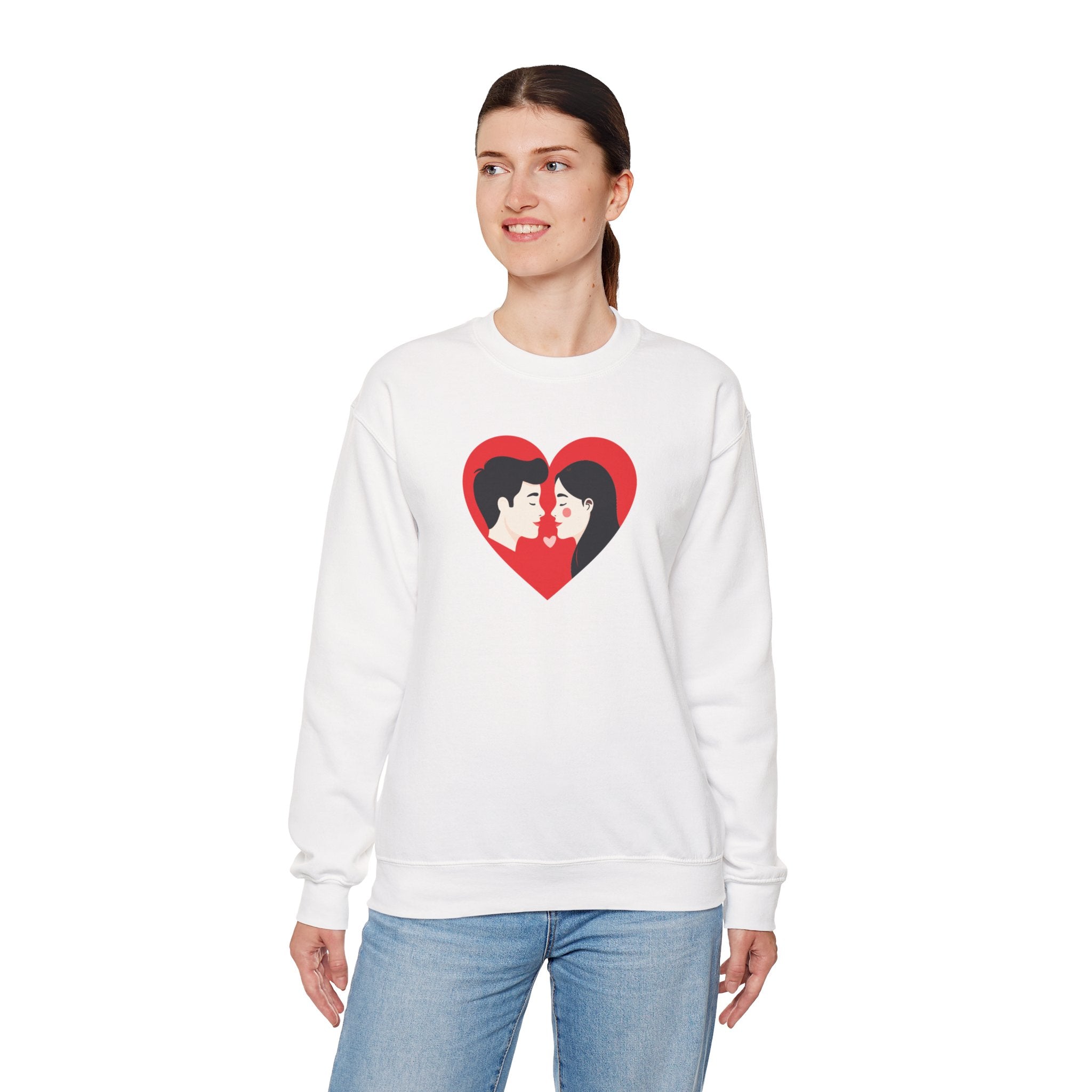 Valentine Couple Heart Crewneck Sweatshirt