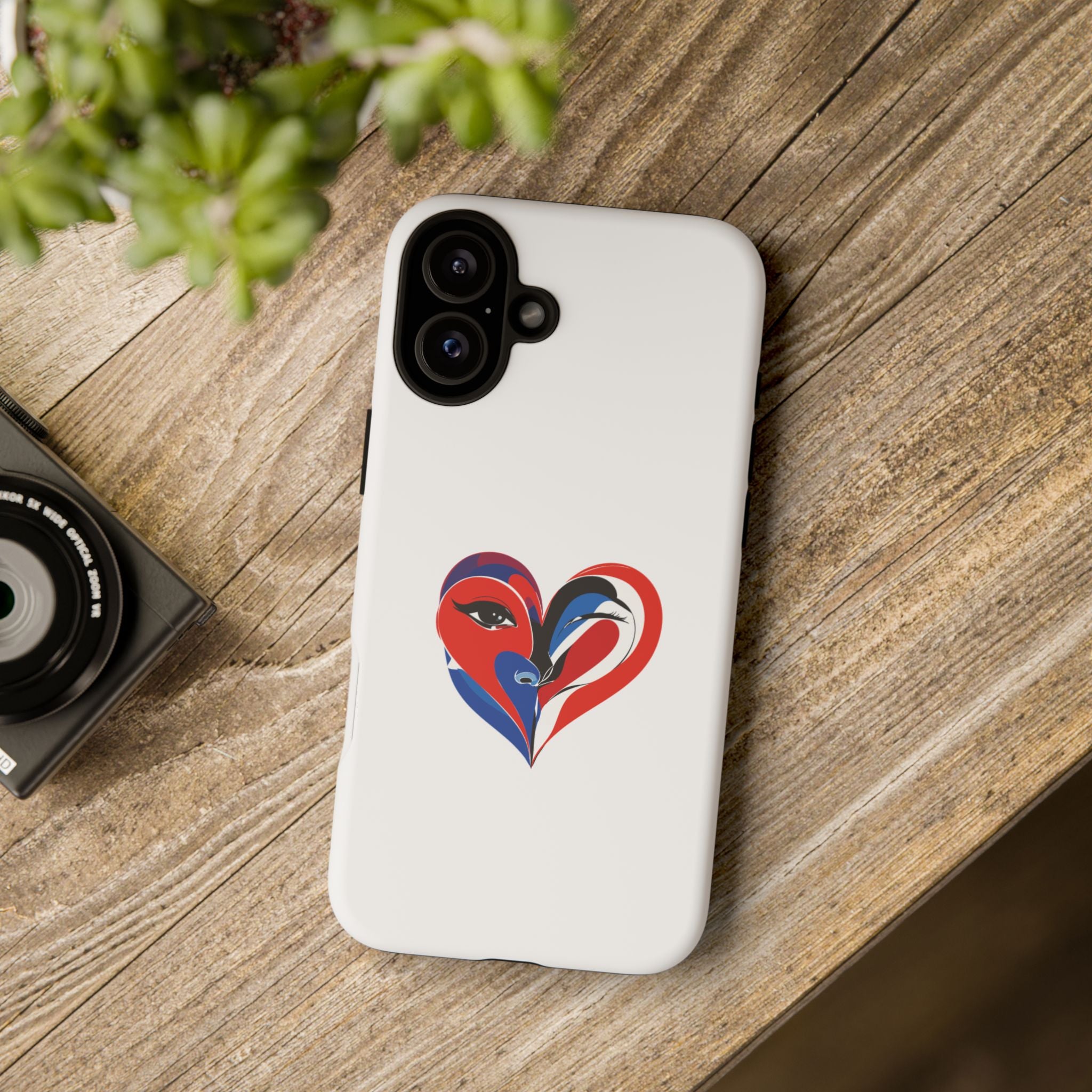Heart Face Phone Case Red & Blue Abstract Love Design