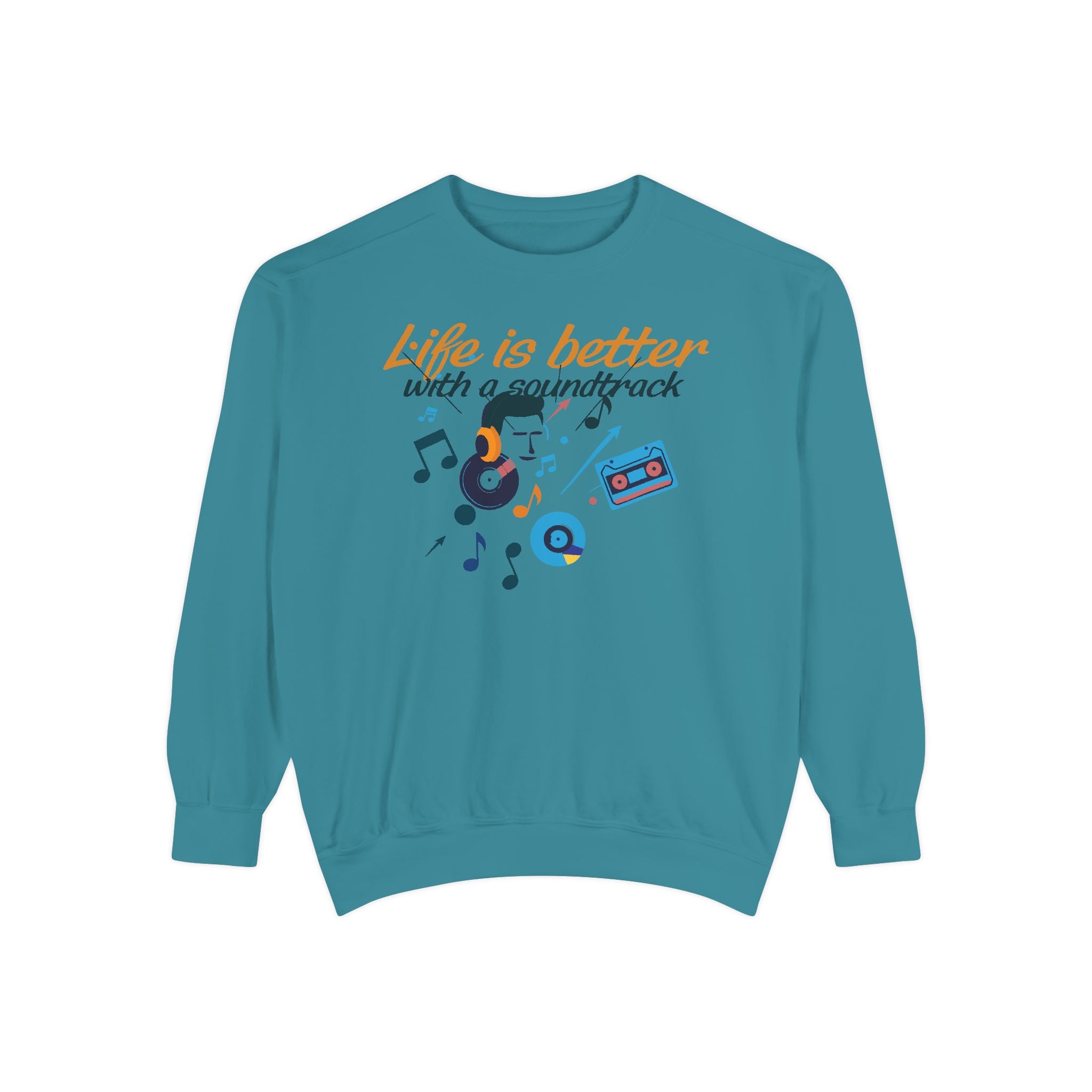 Music Lover Sweatshirt "Life Is Better With a Soundtrack" Retro Cassette Design