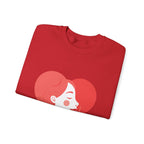 Heart Profile Crewneck Sweatshirt — Minimal Red Heart Portrait Graphic, Women face in Heart