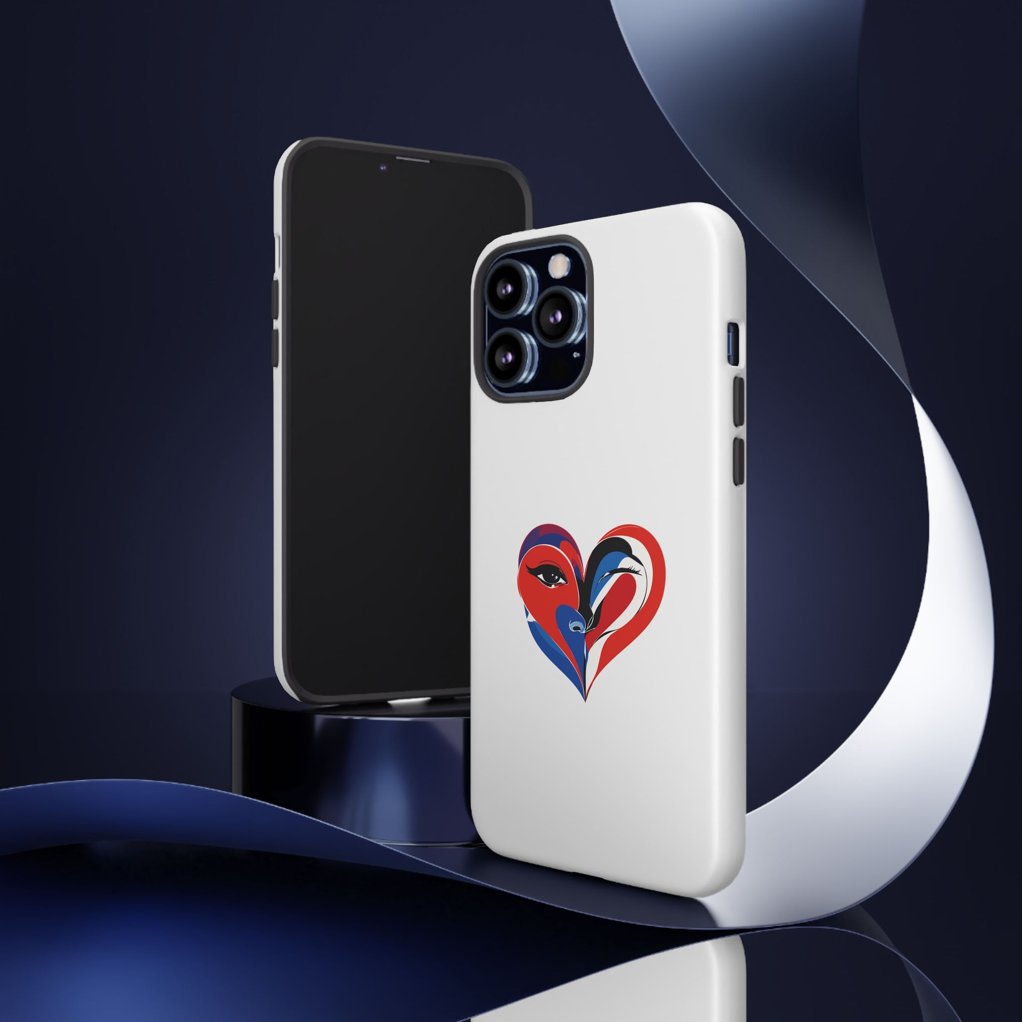 Heart Face Phone Case Red & Blue Abstract Love Design