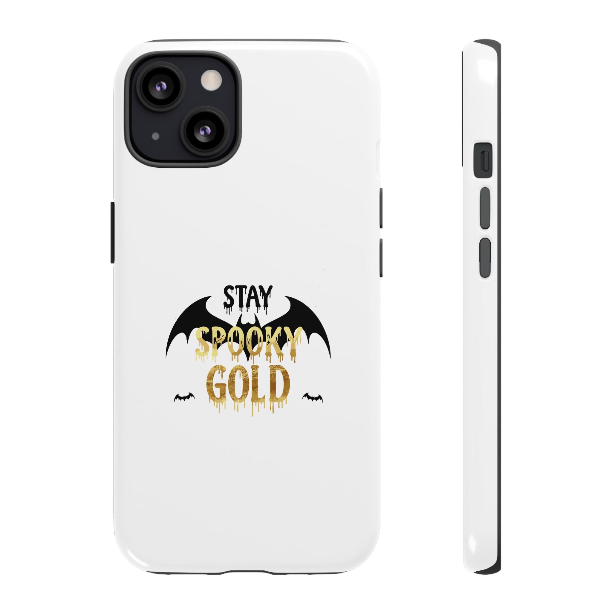 Stay Spooky Gold Phone Case Halloween Bat Design