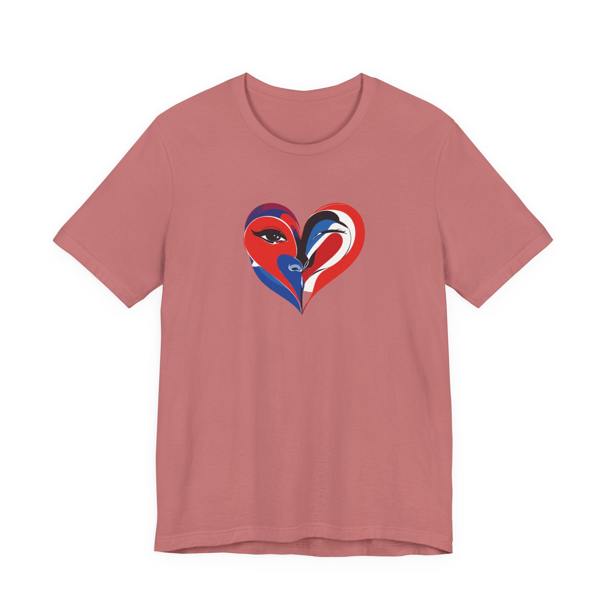 Heart Portrait Tee Romantic Face Heart Graphic T‑Shirt