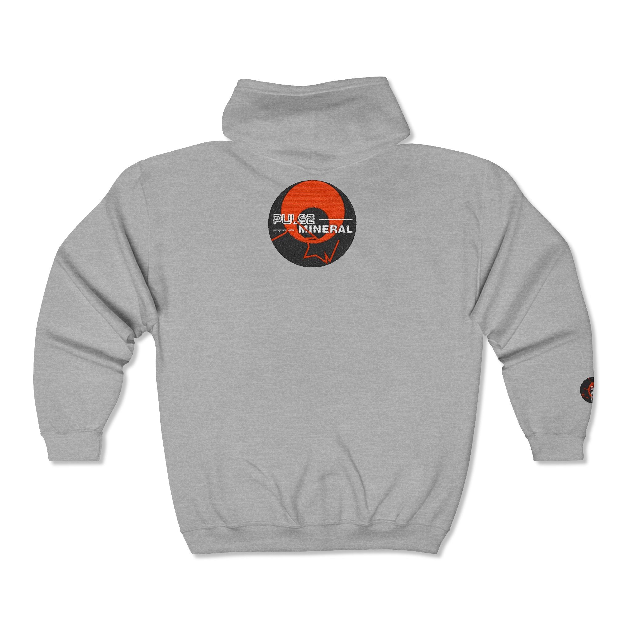 Full-Zip Hoodie - 'Red Sun Mineral' Distressed Logo Zip-Up