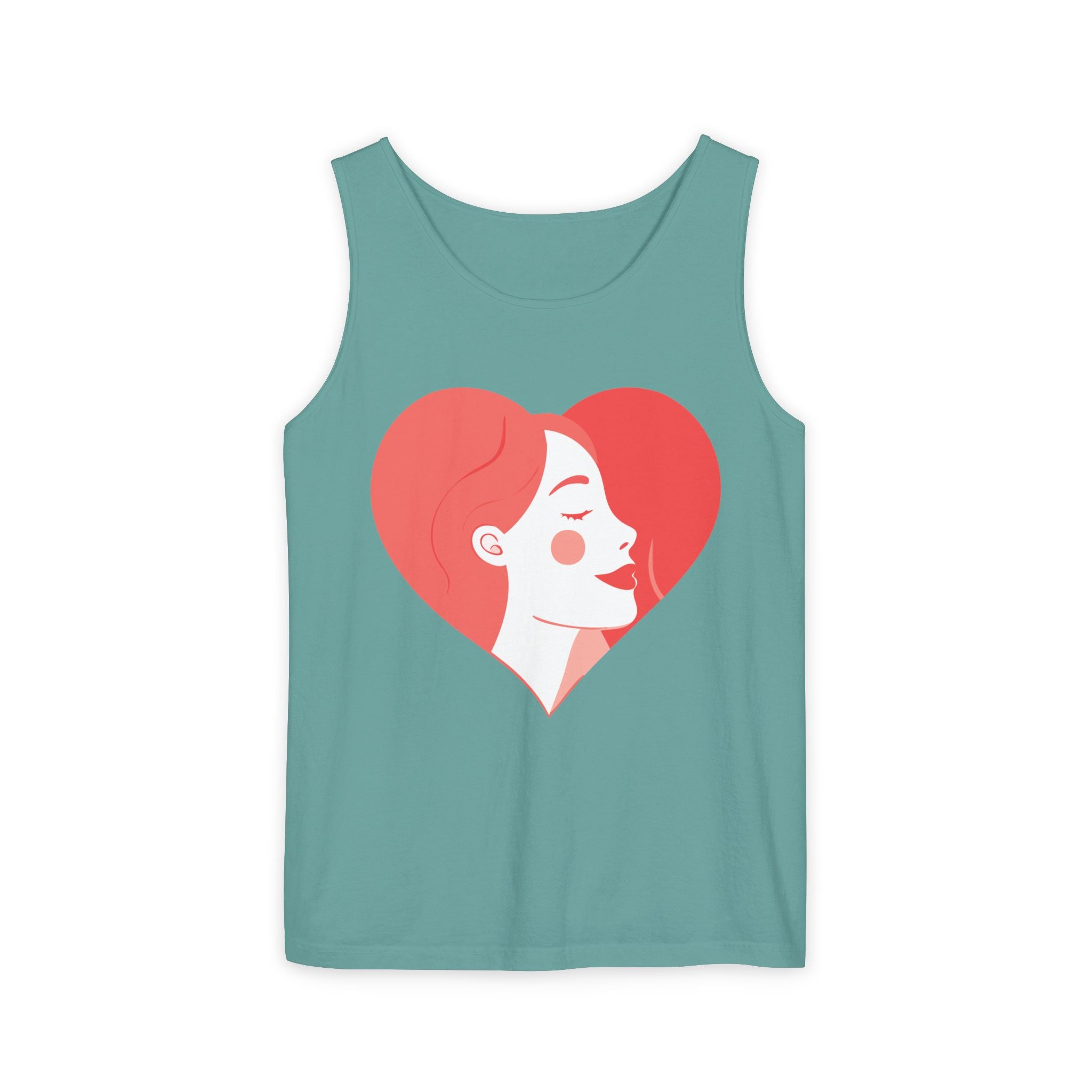 Heart Profile Tank Top — Minimal Feminine Love Graphic