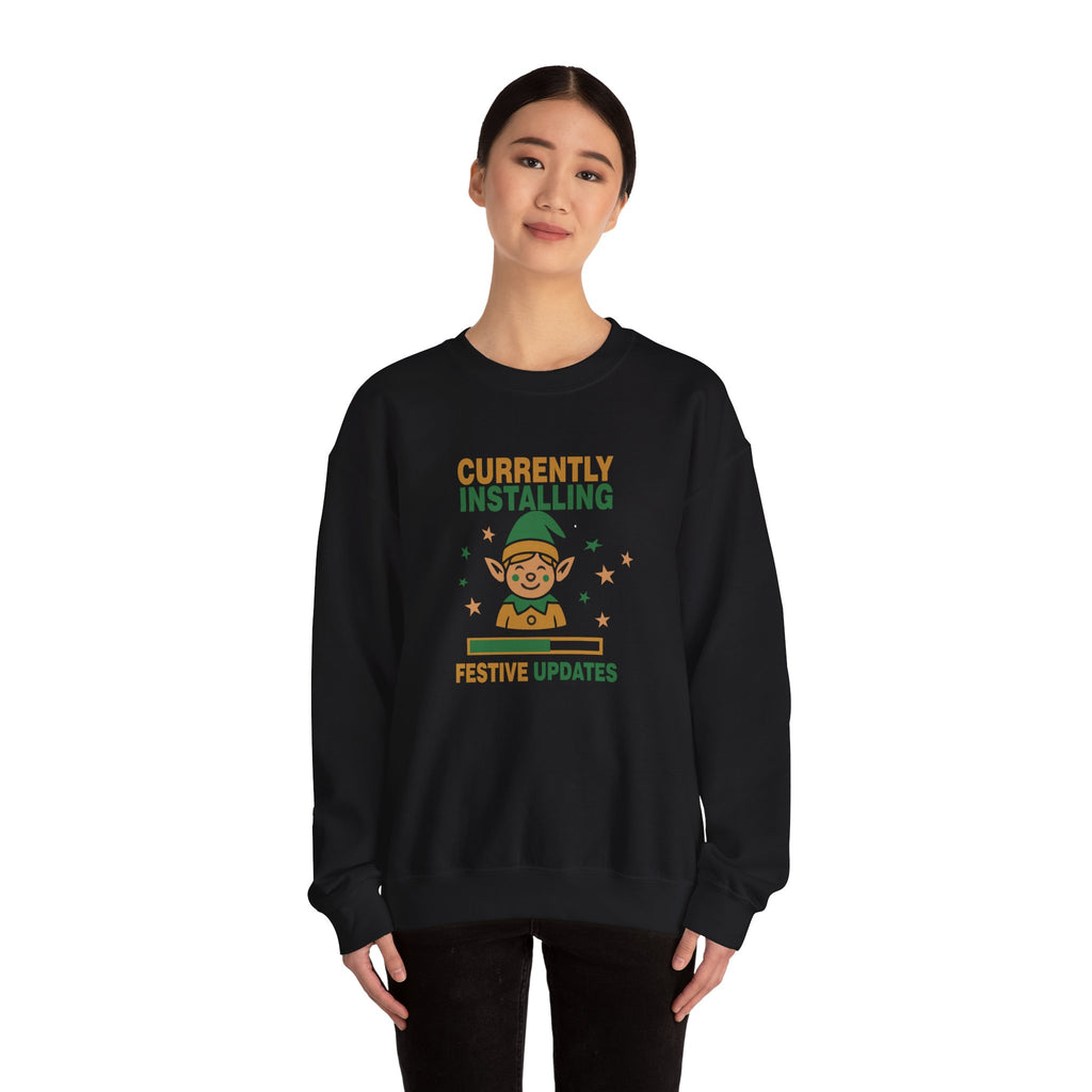Crewneck Sweatshirt Currently Installing Festive Updates Elf Holiday Graphic
