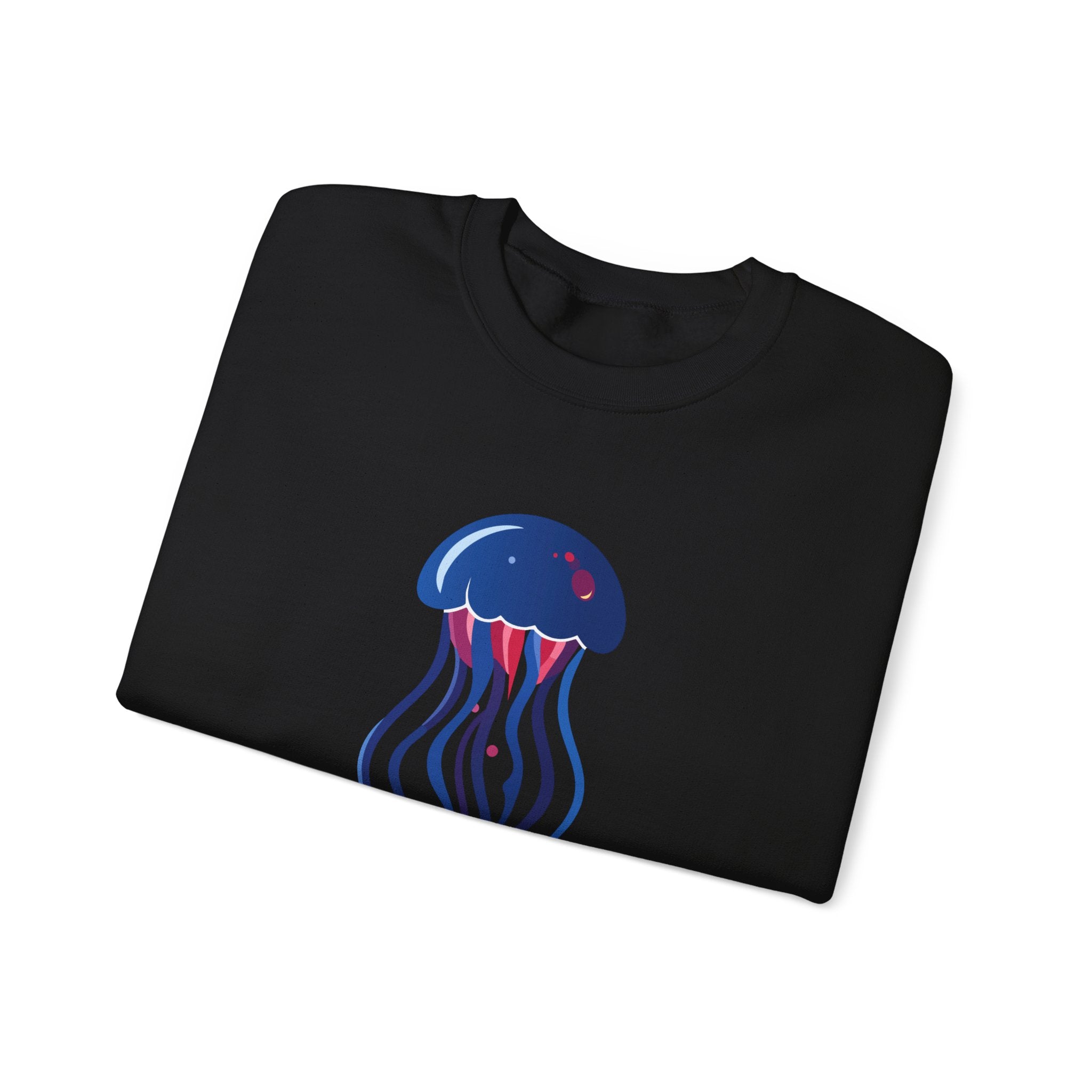 Jellyfish Graphic Crewneck Sweatshirt Cute Blue & Pink Ocean Animal Tee for Beach Lovers