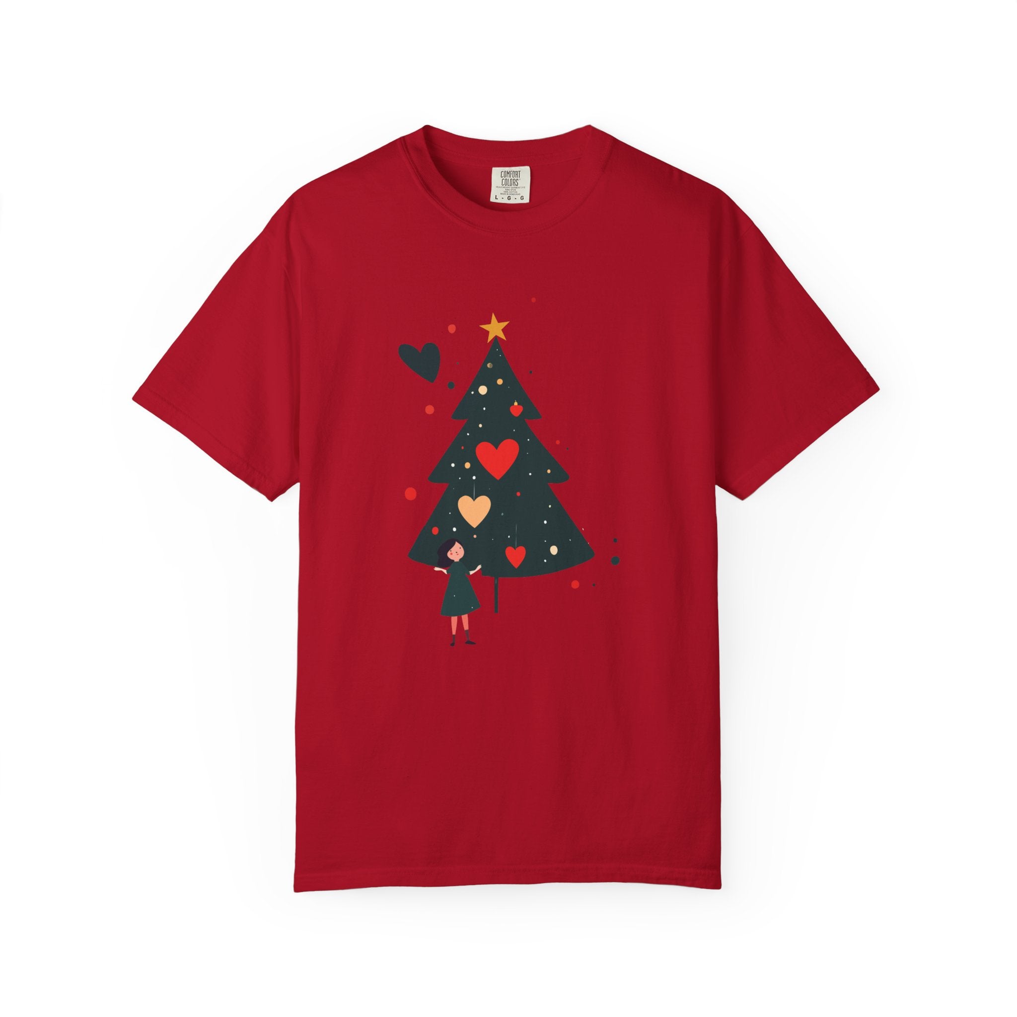 Christmas Tree Hearts T-Shirt — Cute Holiday Tree with Hearts Graphic