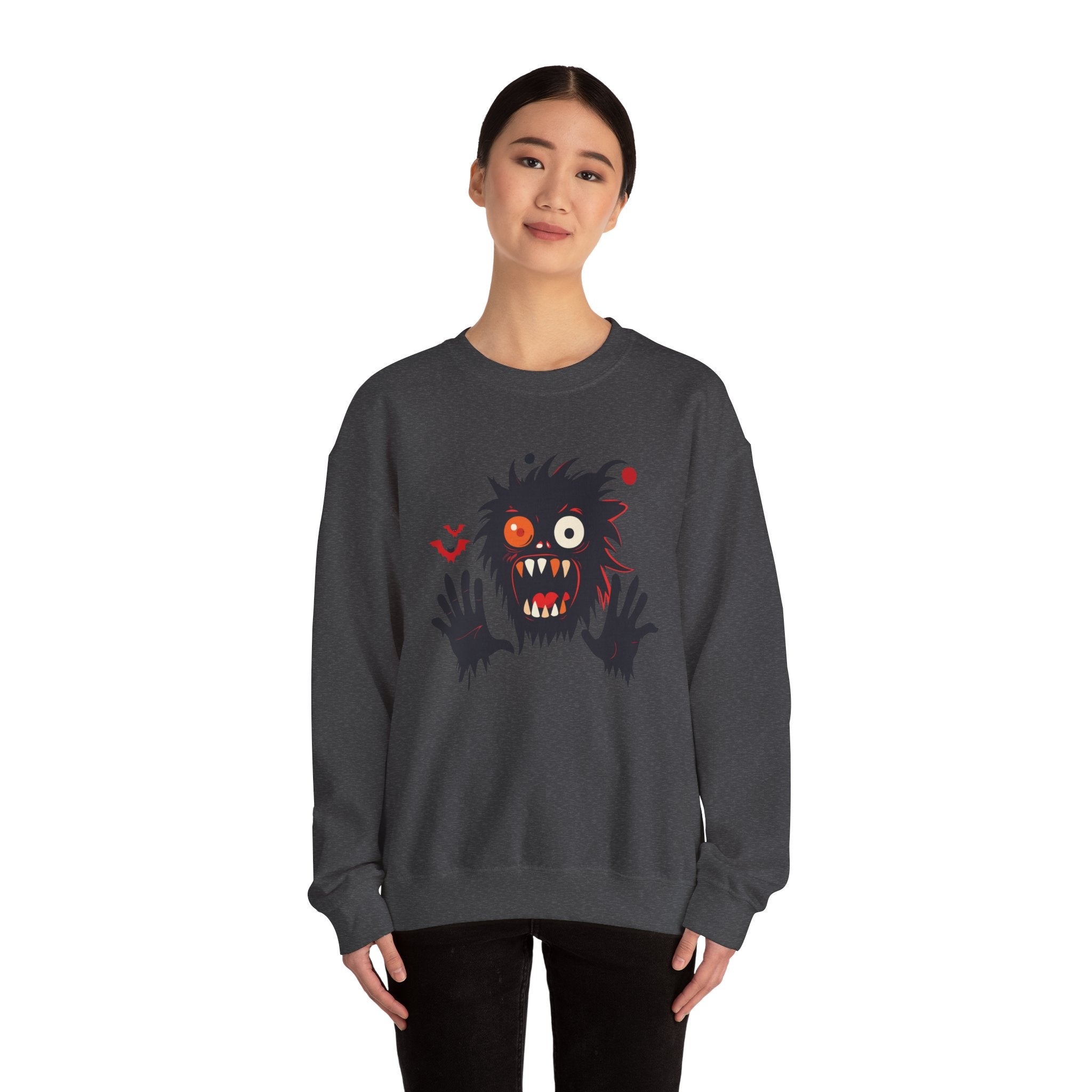 Halloween Monster Crewneck Sweatshirt Spooky Cute Monster Graphic