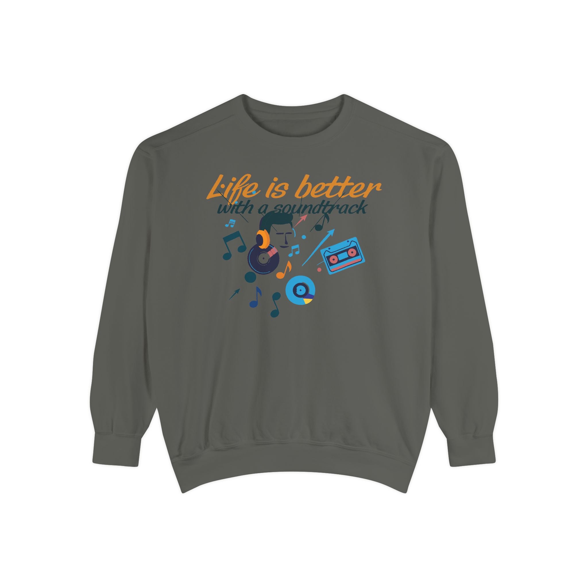 Music Lover Sweatshirt "Life Is Better With a Soundtrack" Retro Cassette Design