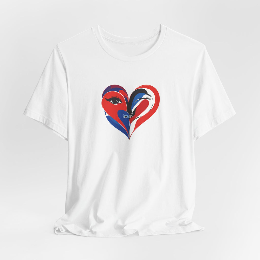 Heart Portrait Tee Romantic Face Heart Graphic T‑Shirt