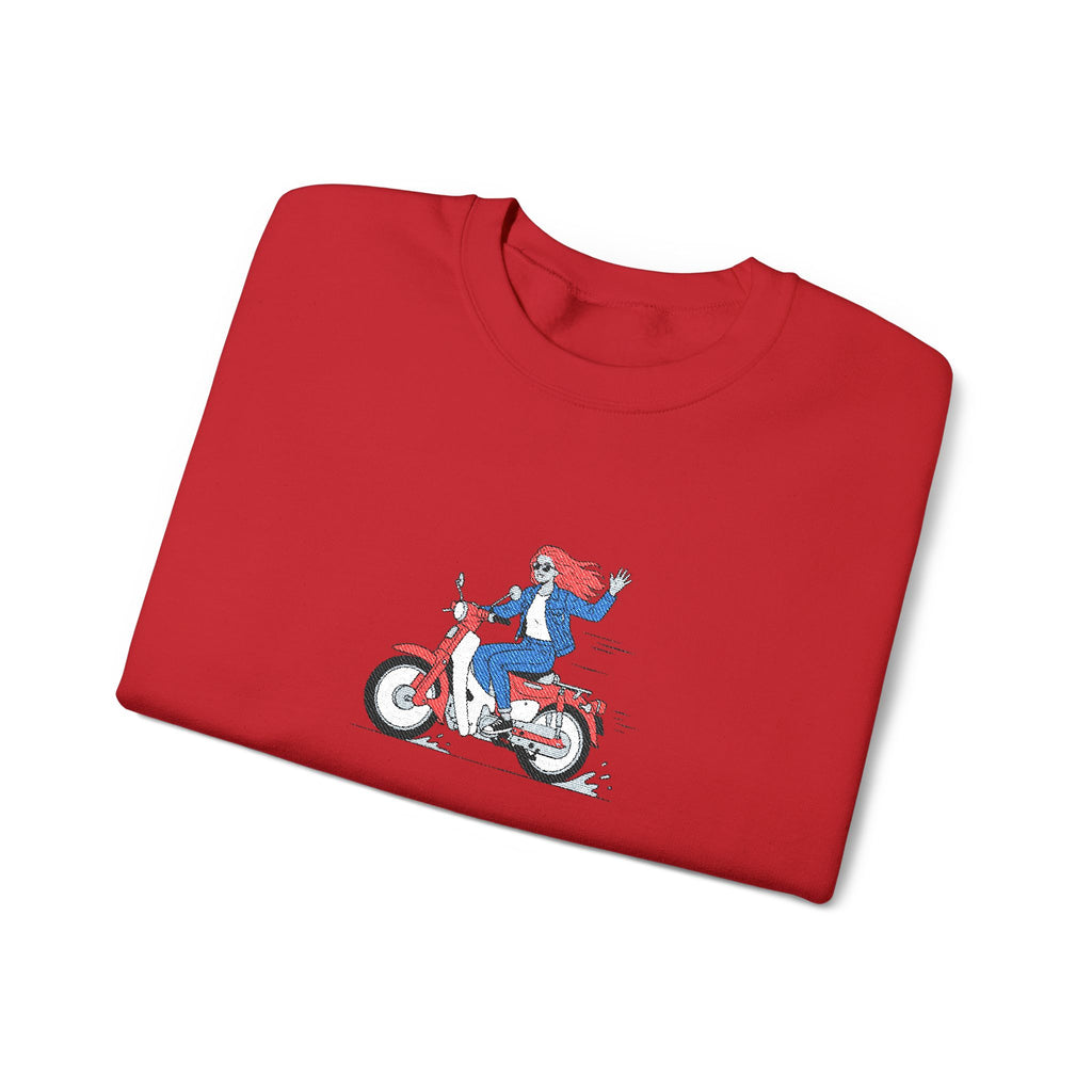 Biker Girl Retro Motorcycle Crewneck Sweatshirt