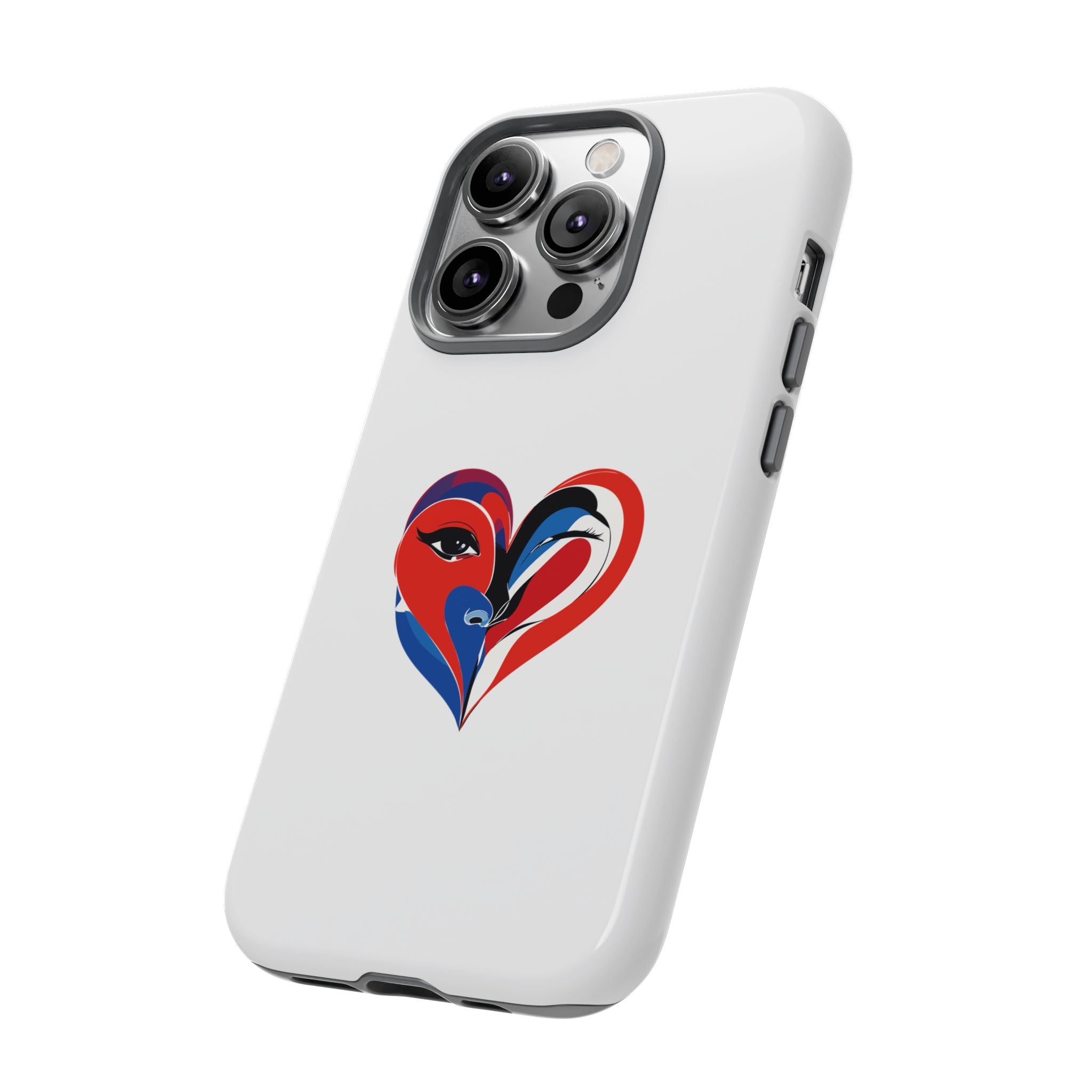 Heart Face Phone Case Red & Blue Abstract Love Design