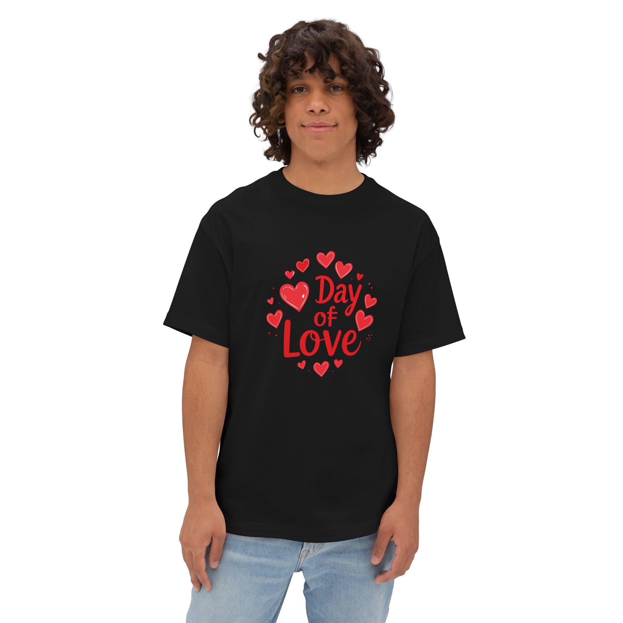 Day of Love Oversized Tee — Valentine’s Heart Graphic T‑Shirt