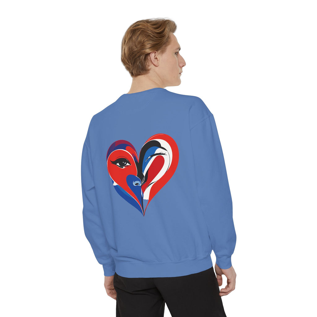 Heart Portrait Sweatshirt Artistic Dual-Face Love Graphic
