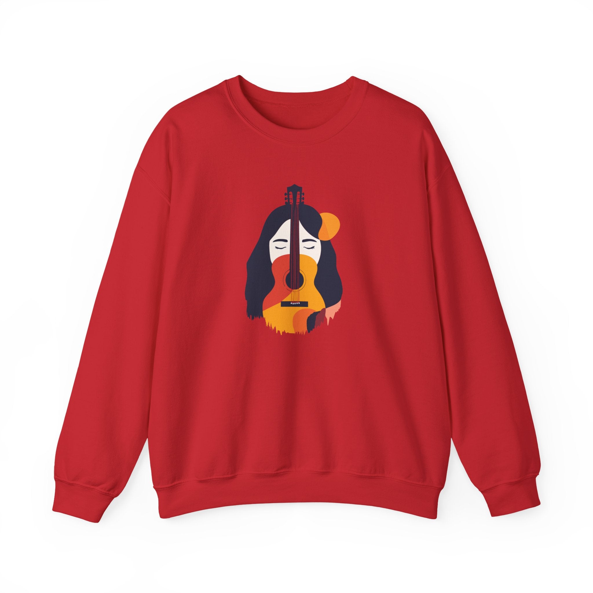Guitar Face Crewneck Sweatshirt Abstract Musician Graphic Pullover