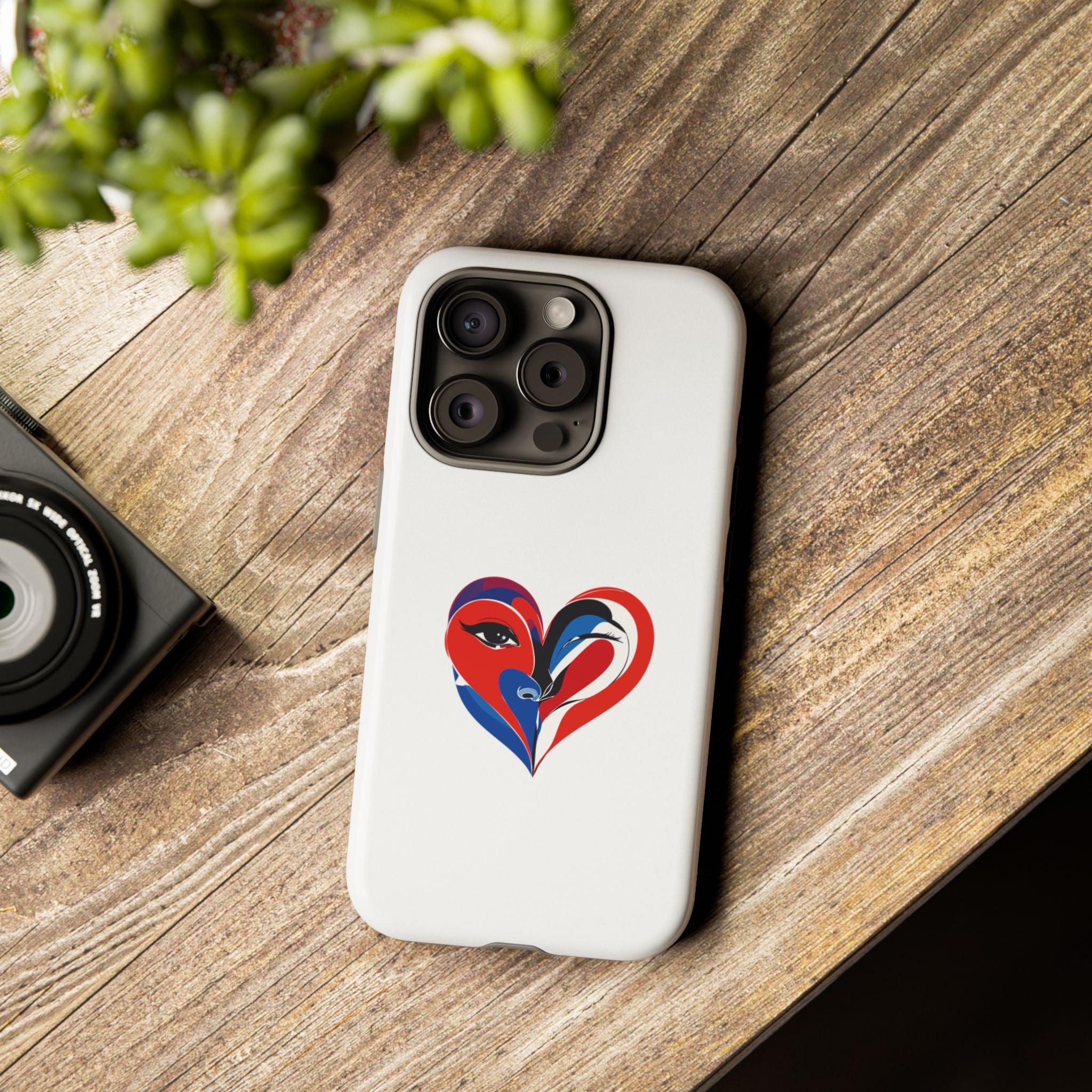Heart Face Phone Case Red & Blue Abstract Love Design