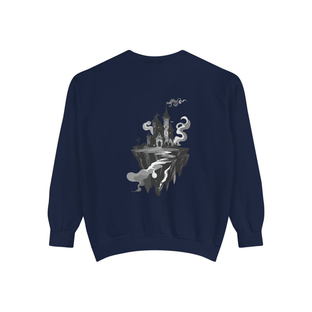 Floating Haunted Castle Sweatshirt Gothic Floating Island Crewneck