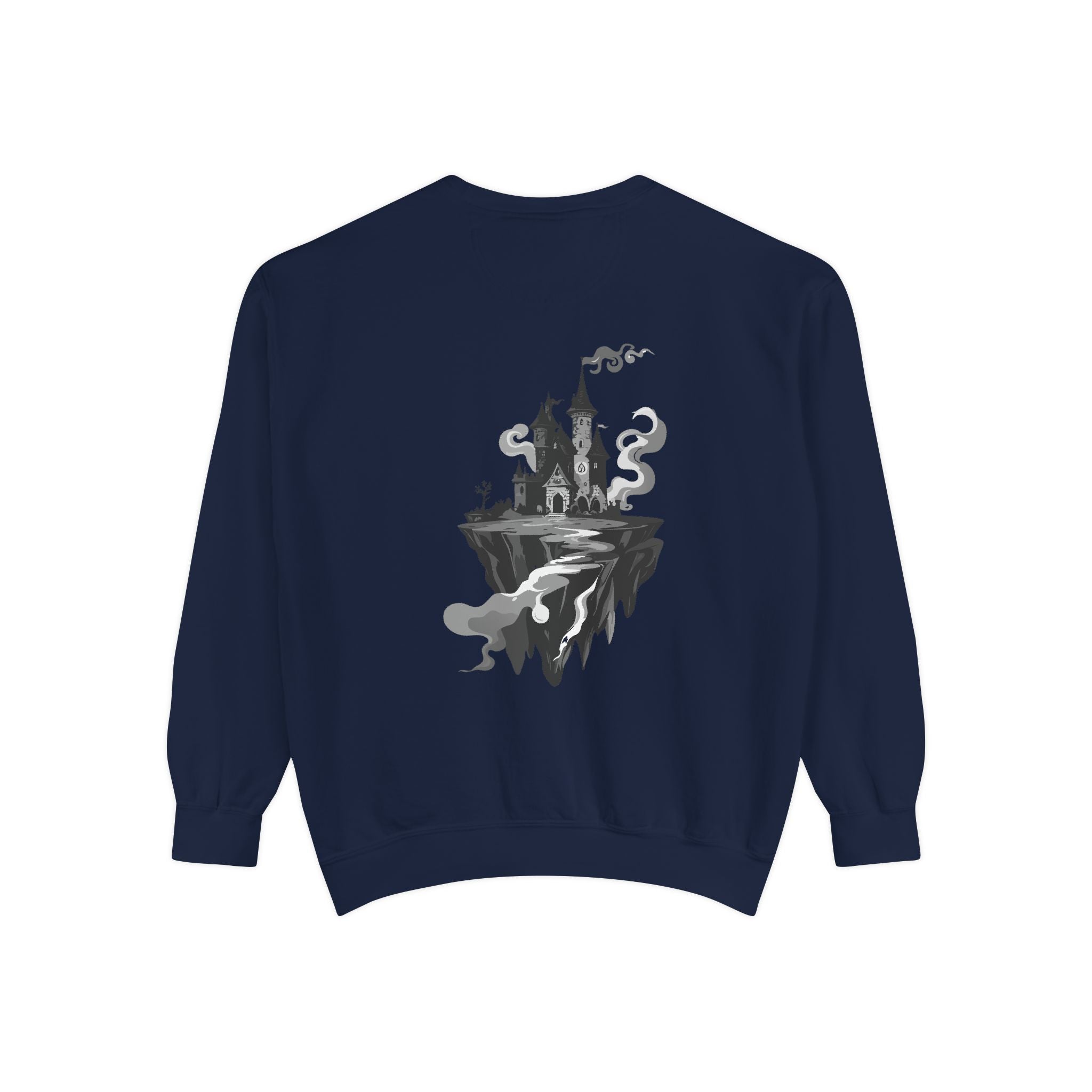 Floating Haunted Castle Sweatshirt Gothic Floating Island Crewneck